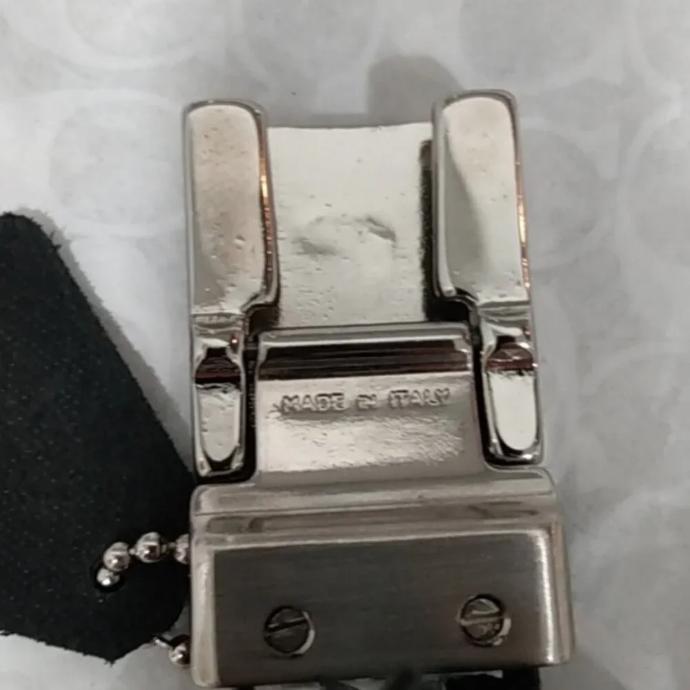 New, Coach Black Polished Calfskin Trademark Logo Buckle Belt - Picture 15 of 16
